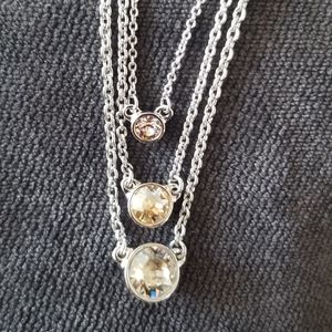 Touchstone Crystal by Swarovski Necklace. 3 cystal stones & Silver. Gorgeous!